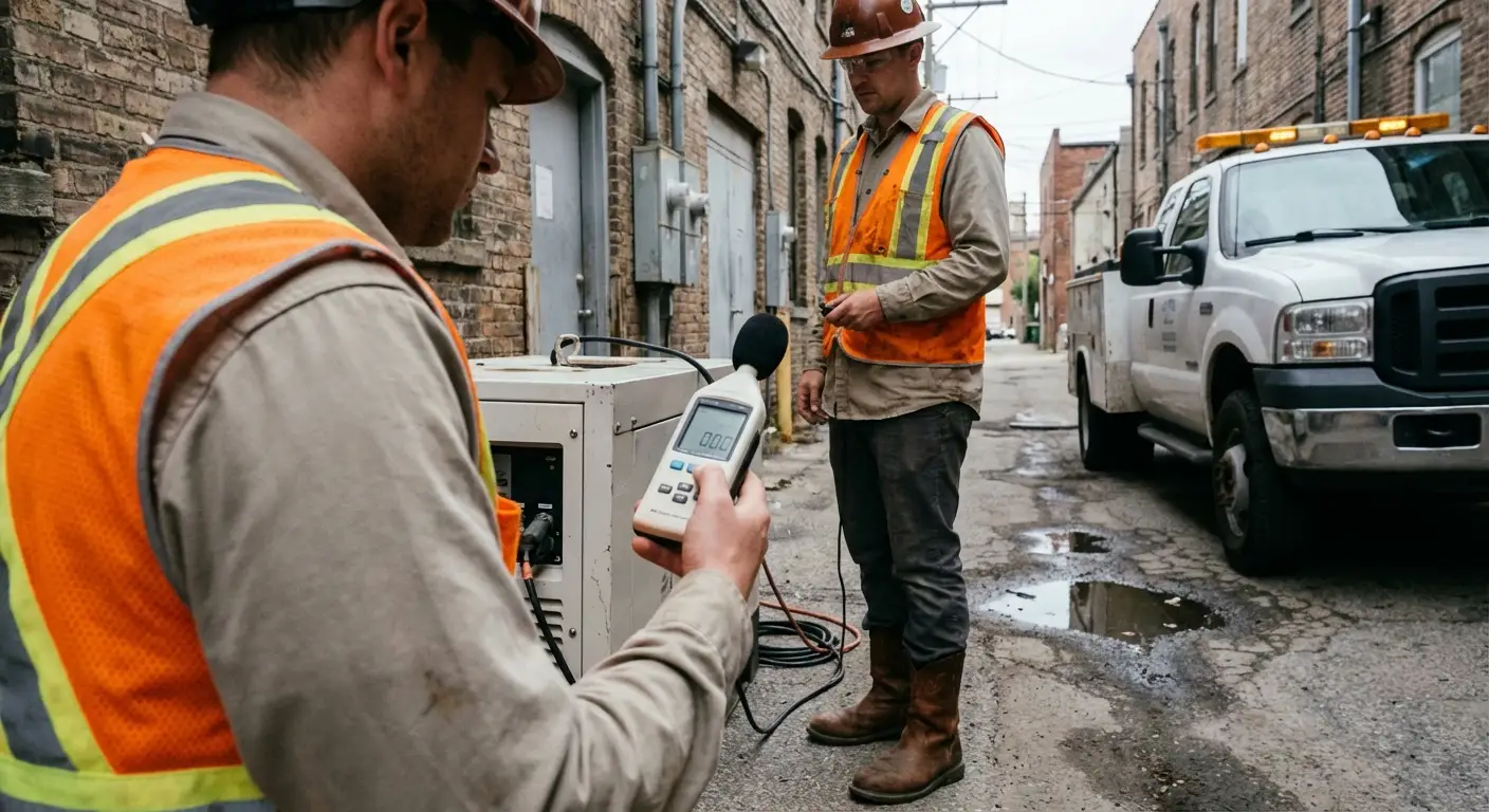 Sound attenuated generator placement and logistics in National City, CA
