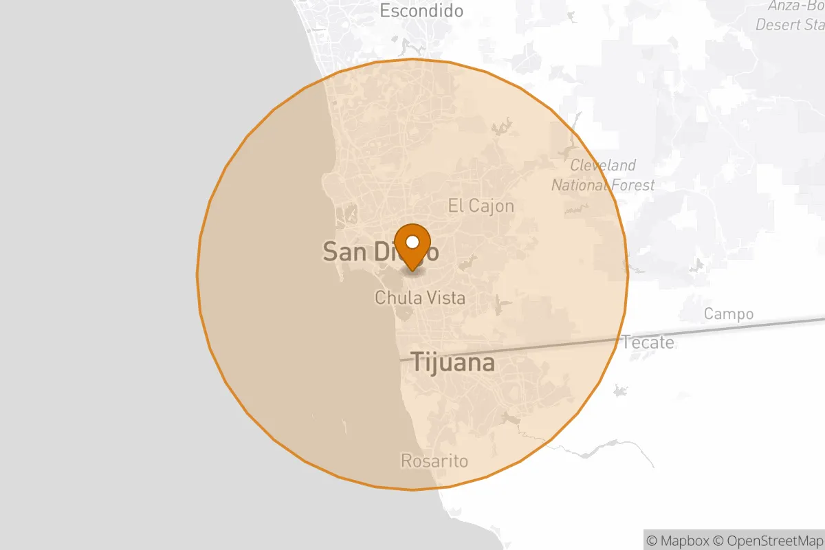 service area service area map in National City, CA